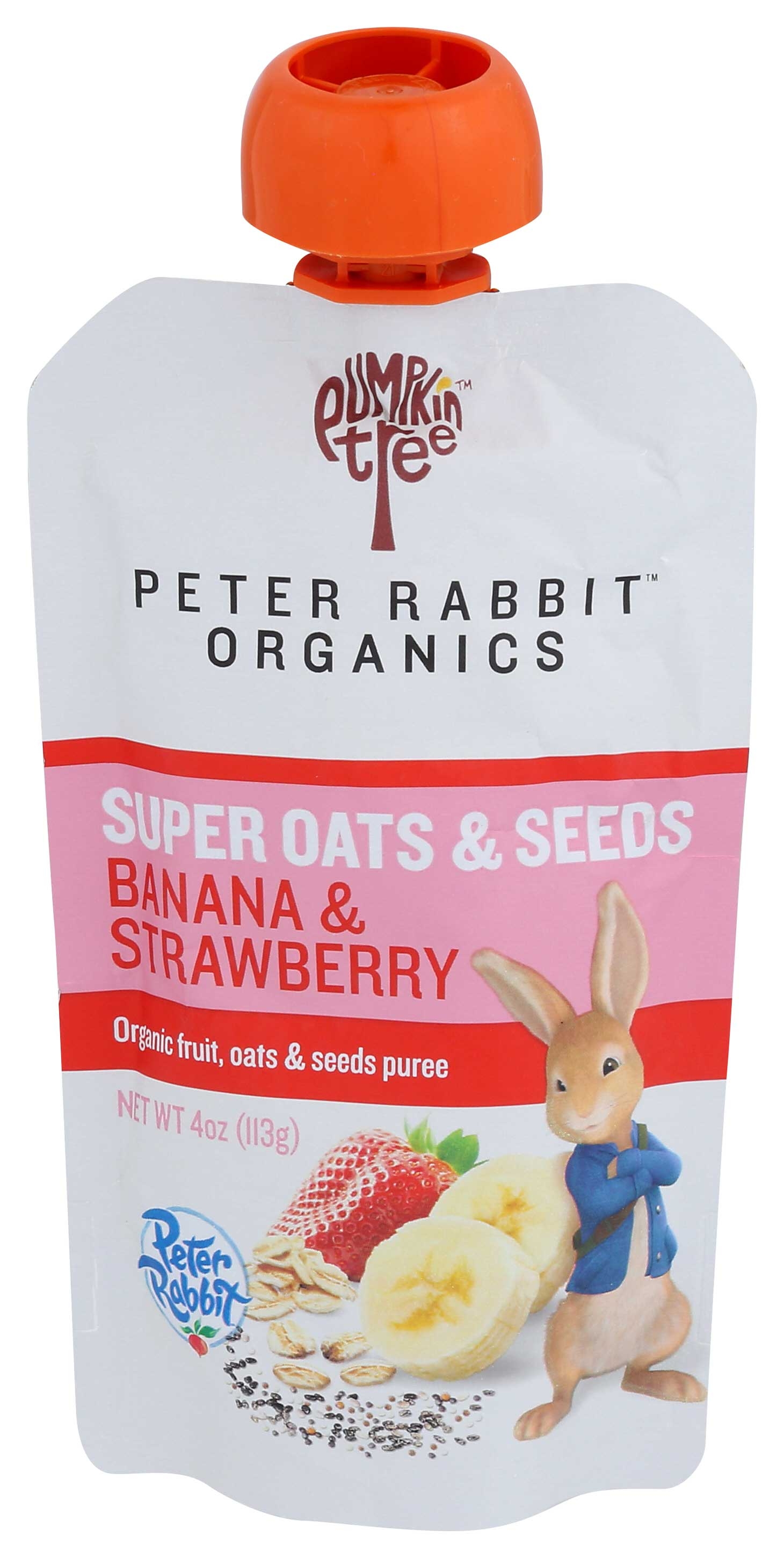Peter Rabbit Organics Banana Strawberry Super Oats and Seeds Puree, 4 Ounce -- 10 per case