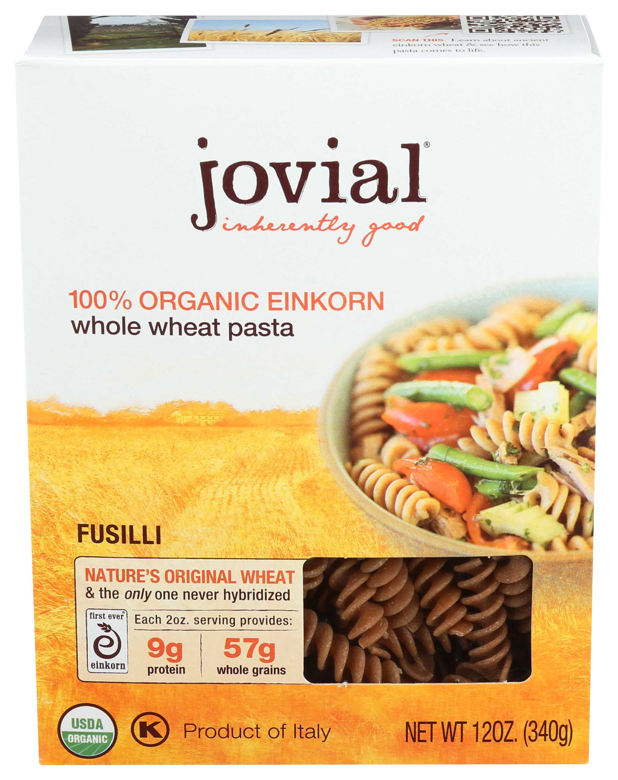 Jovial Organic Whole Grain Einkorn Fusilli Pasta, 12 Ounce -- 12 Per Case