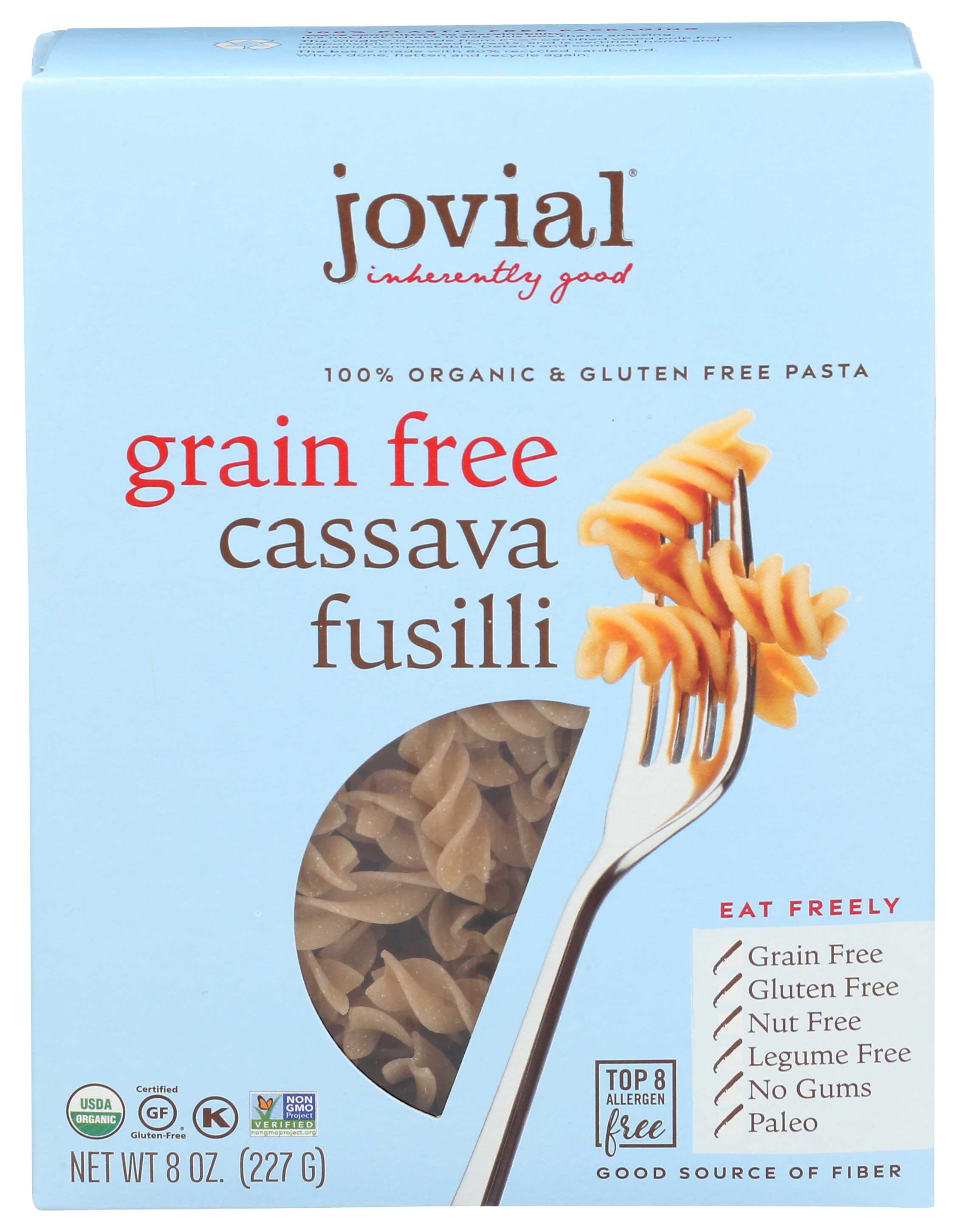 Jovial Organic Grain Free Cassava Fusilli Pasta, 8 Ounce -- 6 per case