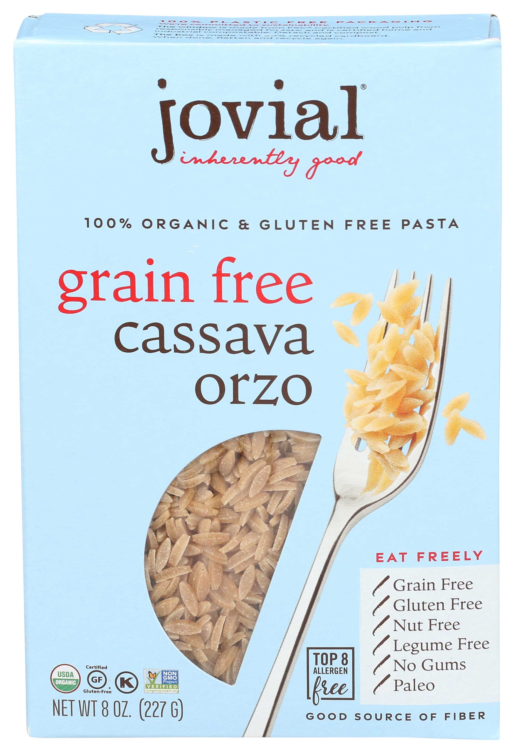Jovial Organic Grain Free Cassava Orzo Pasta, 8 Ounce -- 12 per case