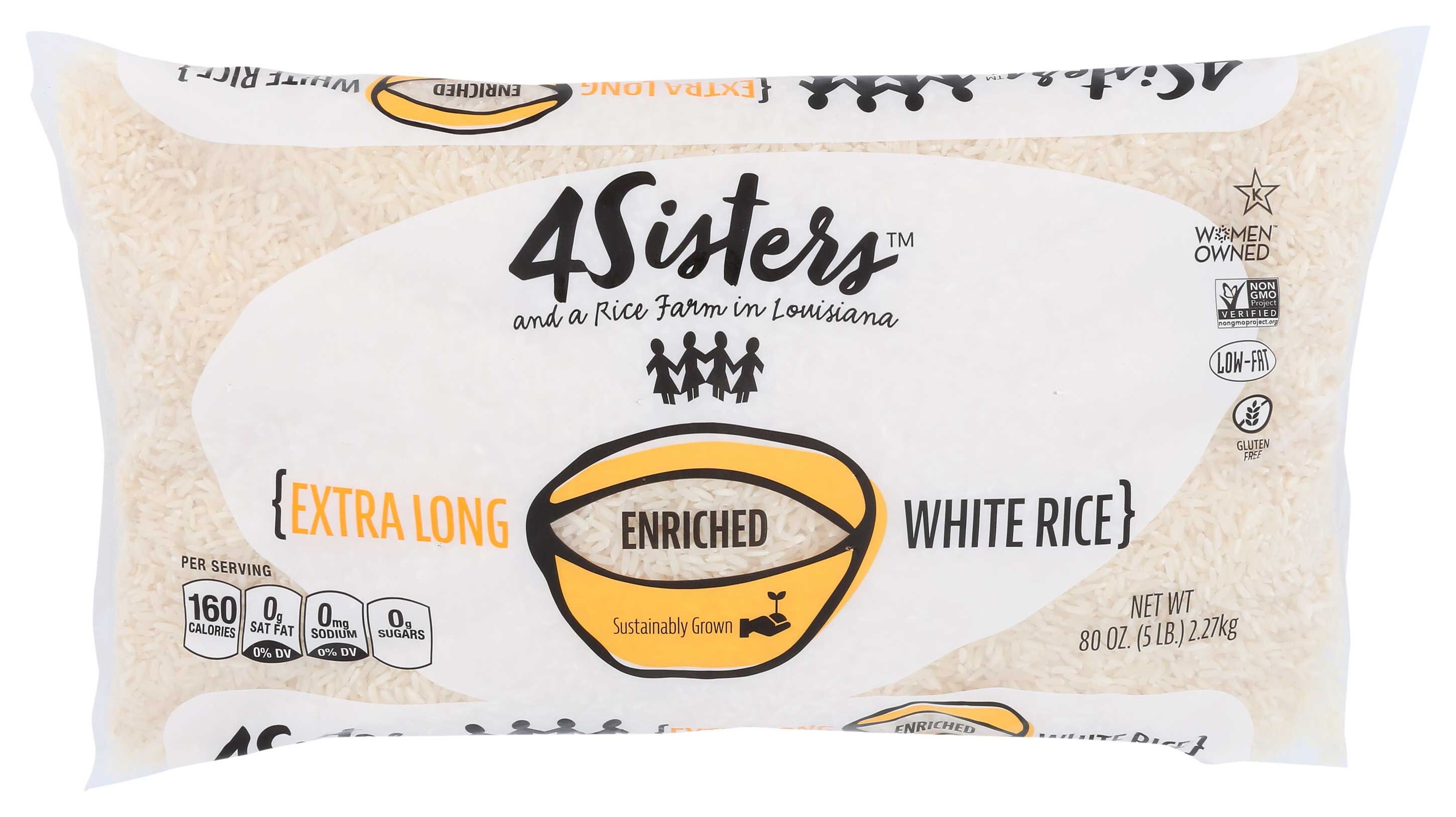 4 Sisters Organic Enriched Extra Long Grain White Rice, 5 Pound -- 8 Per Case