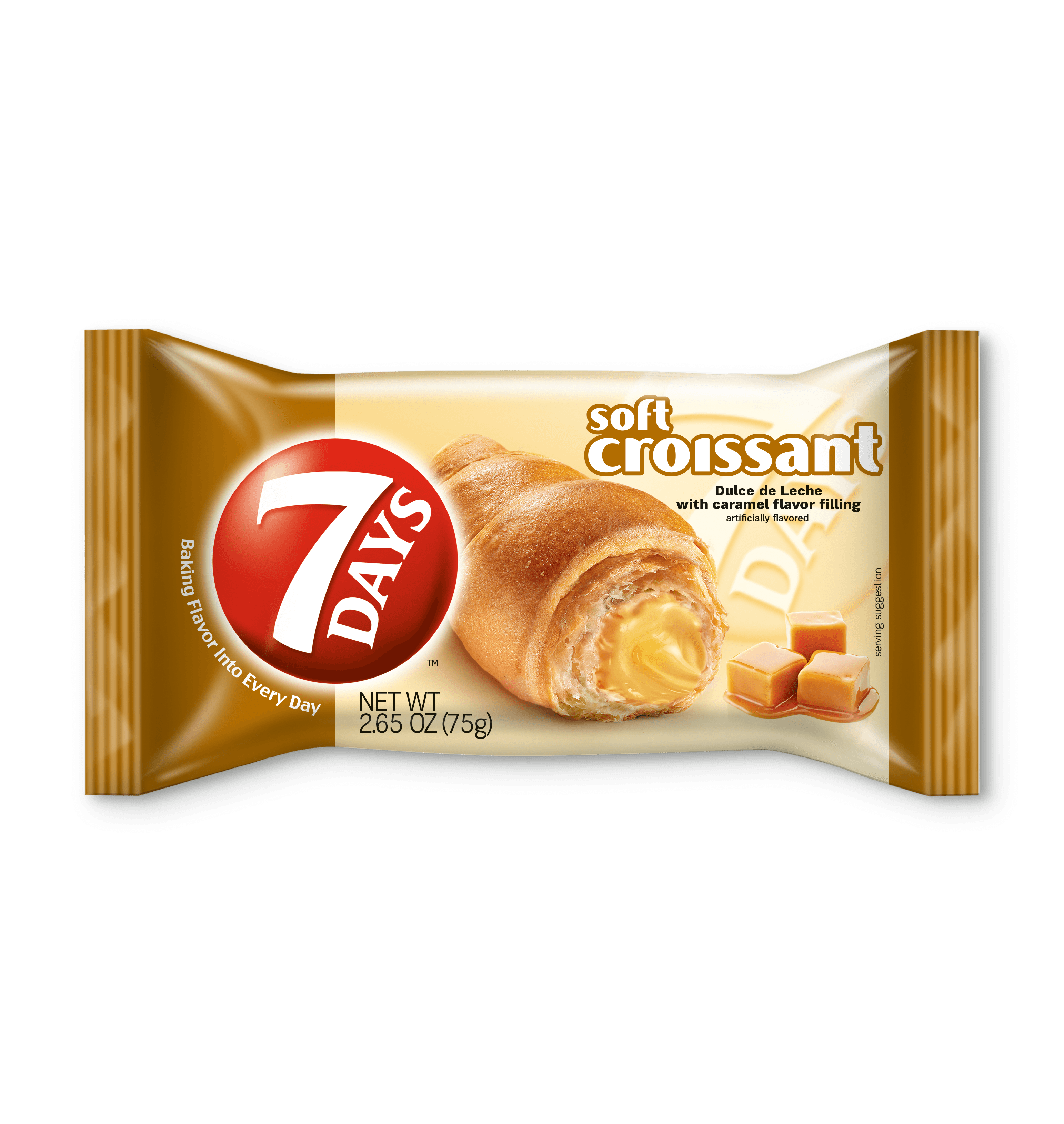 7 Days Caramel Filling Soft Croissant, 2.65 Ounce -- 24 per case.
