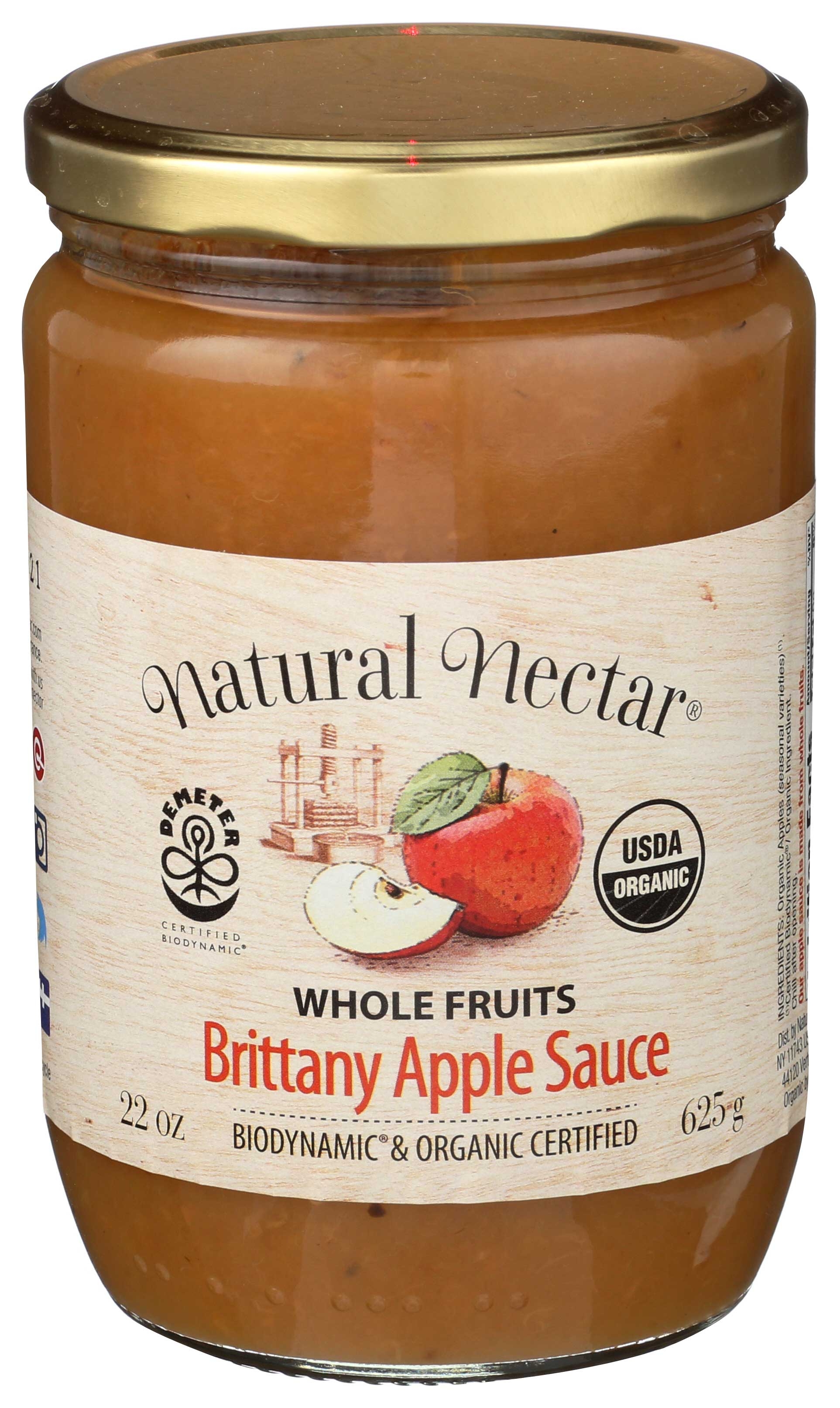 Natural Nectar Biodynamic Organic Brittany Apple Sauce, 22 Ounce -- 6 per case