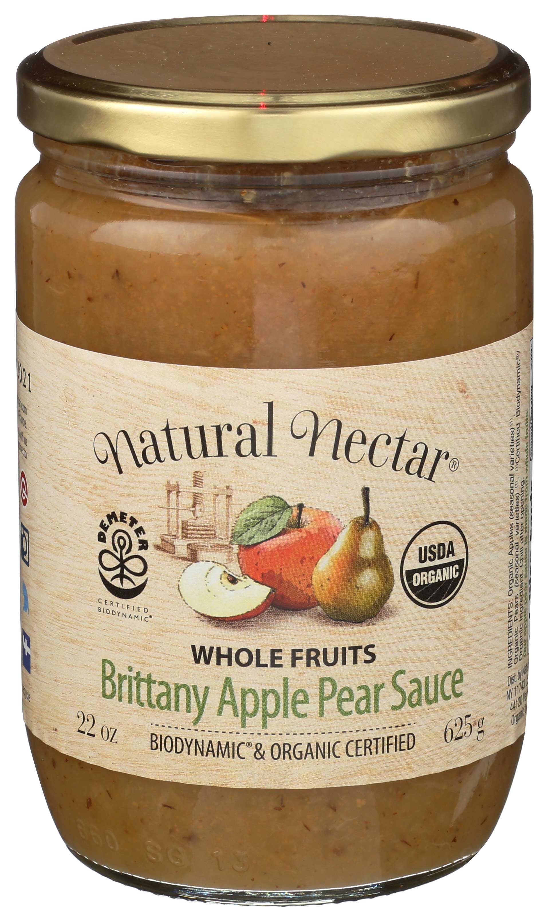 Natural Nectar Biodynamic Organic Brittany Apple and Pear Sauce, 22 Ounce -- 6 per case