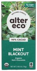 Alter Eco Organic Superdark 90 Percent Cocoa Crisp Mint Chocolate Bar, 2.65 Ounce -- 12 per case