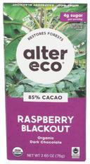 Alter Eco Organic Raspberry Blackout 85 Percent Cacao Dark Chocolate, 2.65 Ounce -- 12 per case