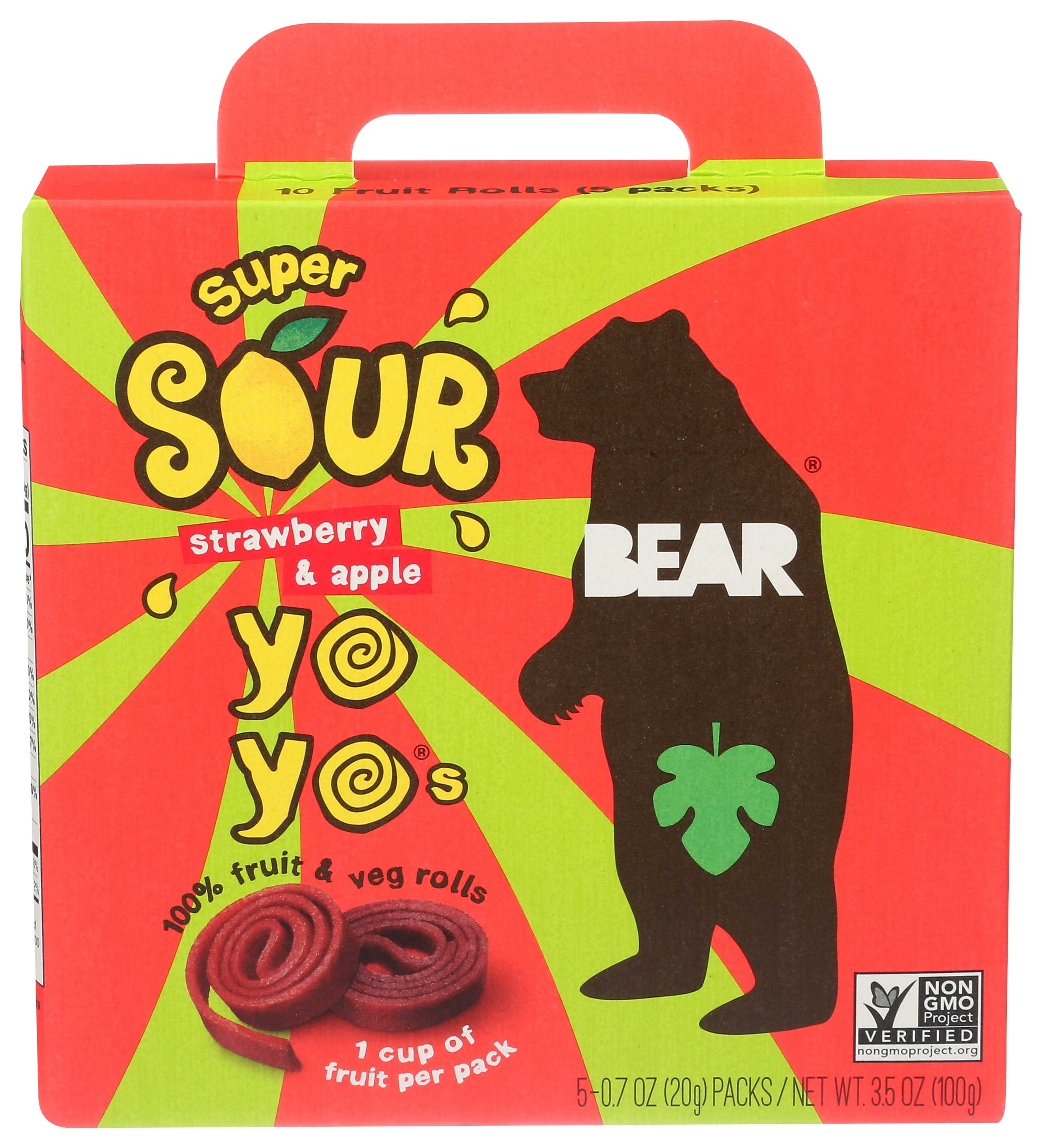 Bear Strawberry and Apple Real Fruit Yoyos, 3.5 Ounce -- 6 per case