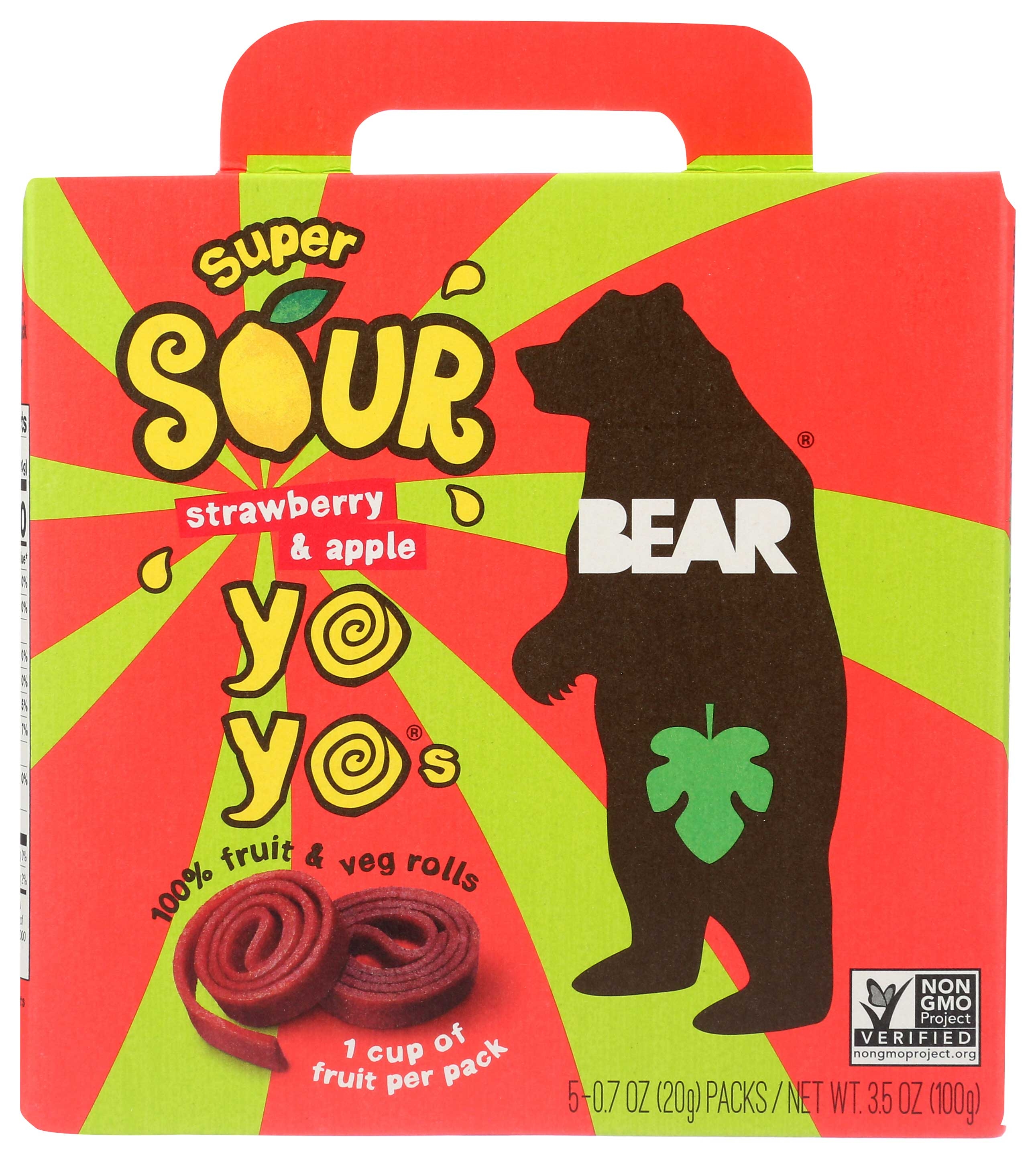Bear Strawberry and Apple Real Fruit Yoyos, 3.5 Ounce -- 6 per case