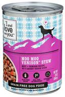 I and Love and You Moo Moo Venison Stew Beef Wet Dog Food, 13 Ounce Can -- 12 per case