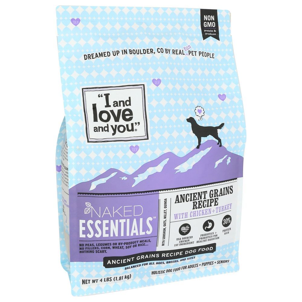 I And Love And You Naked Essentials Ancient Grains Chicken Turkey Dog Food, 4 Pound -- 4 Per Case