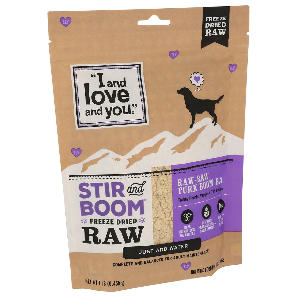 I and Love and You Stir and Boom Raw Raw Turkey Boom Ba Dog Food, 1 Pound -- 6 per case