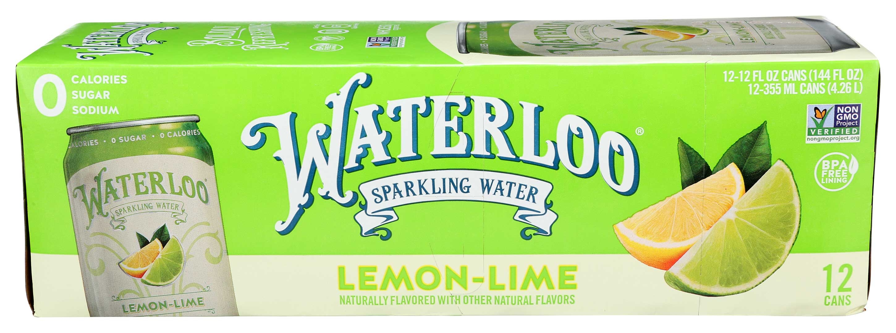 Waterloo Lemon Lime Sparkling Water, 144 Fluid Ounce -- 2 per case