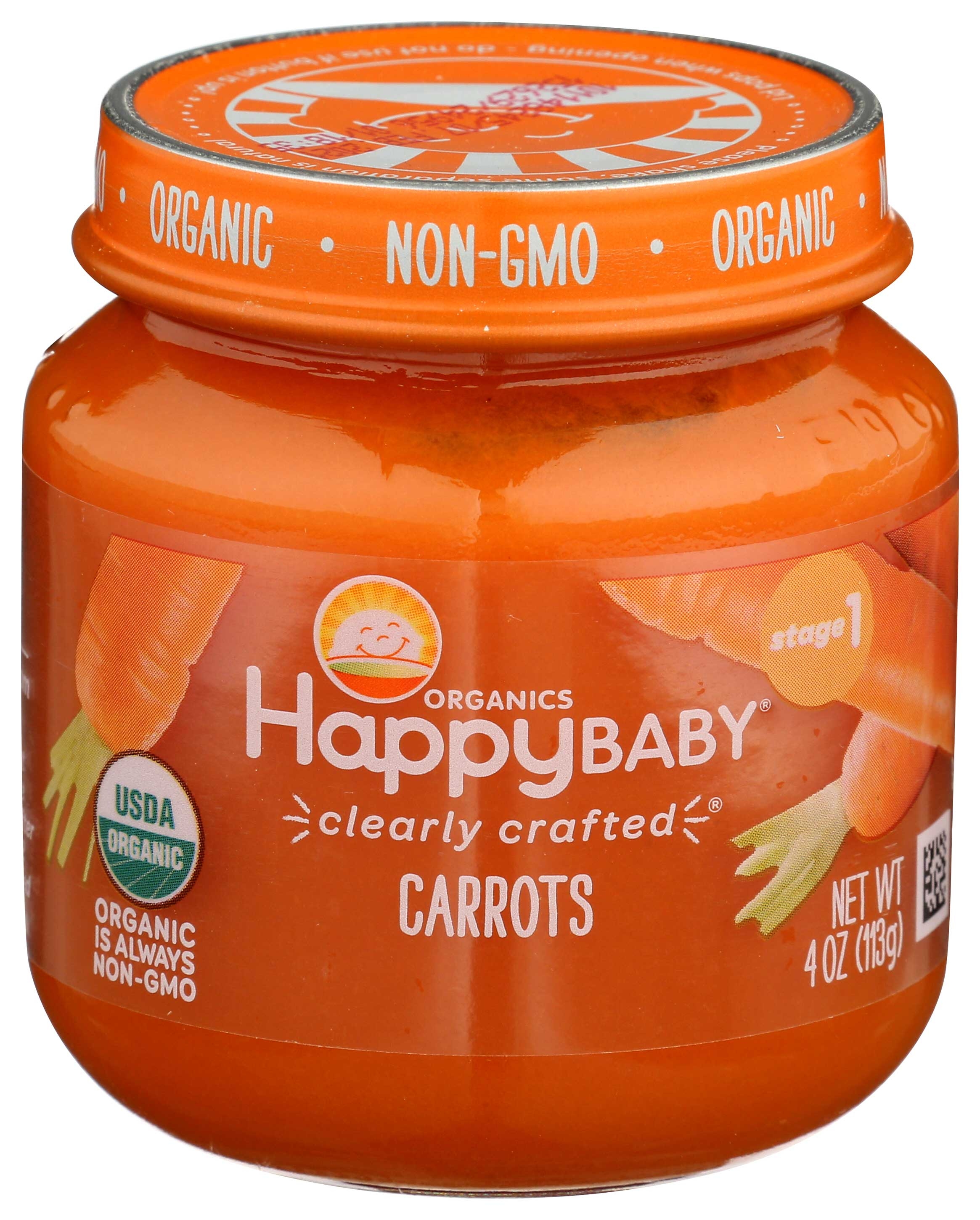 Happy Baby Clearly Crafted Organic Stage 1 Carrots Puree, 4 Ounce Jar -- 6 per case