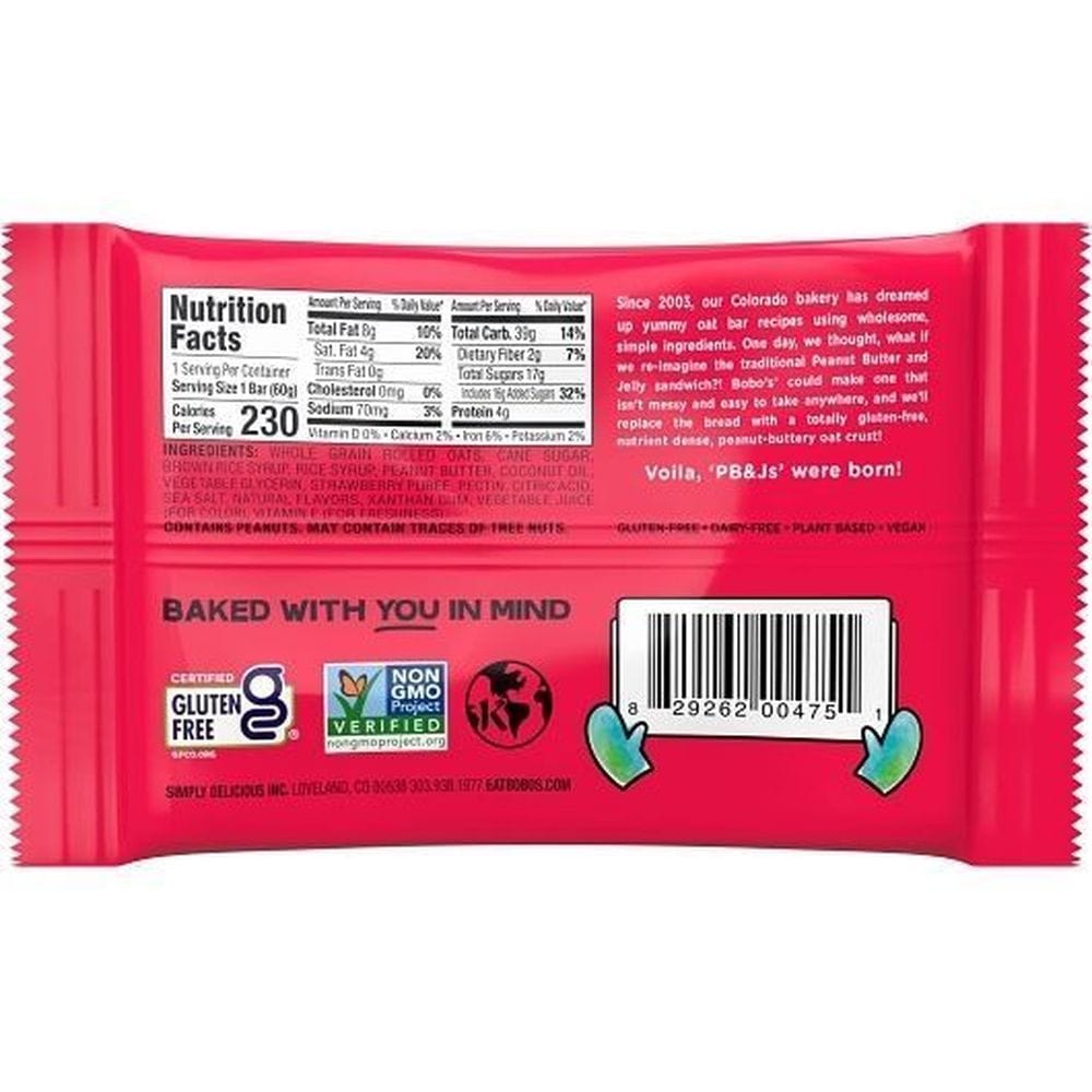 Bobo's Strawberry Peanut Butter And Jelly Oat Bar, 2.1 Ounce -- 48 Per Case