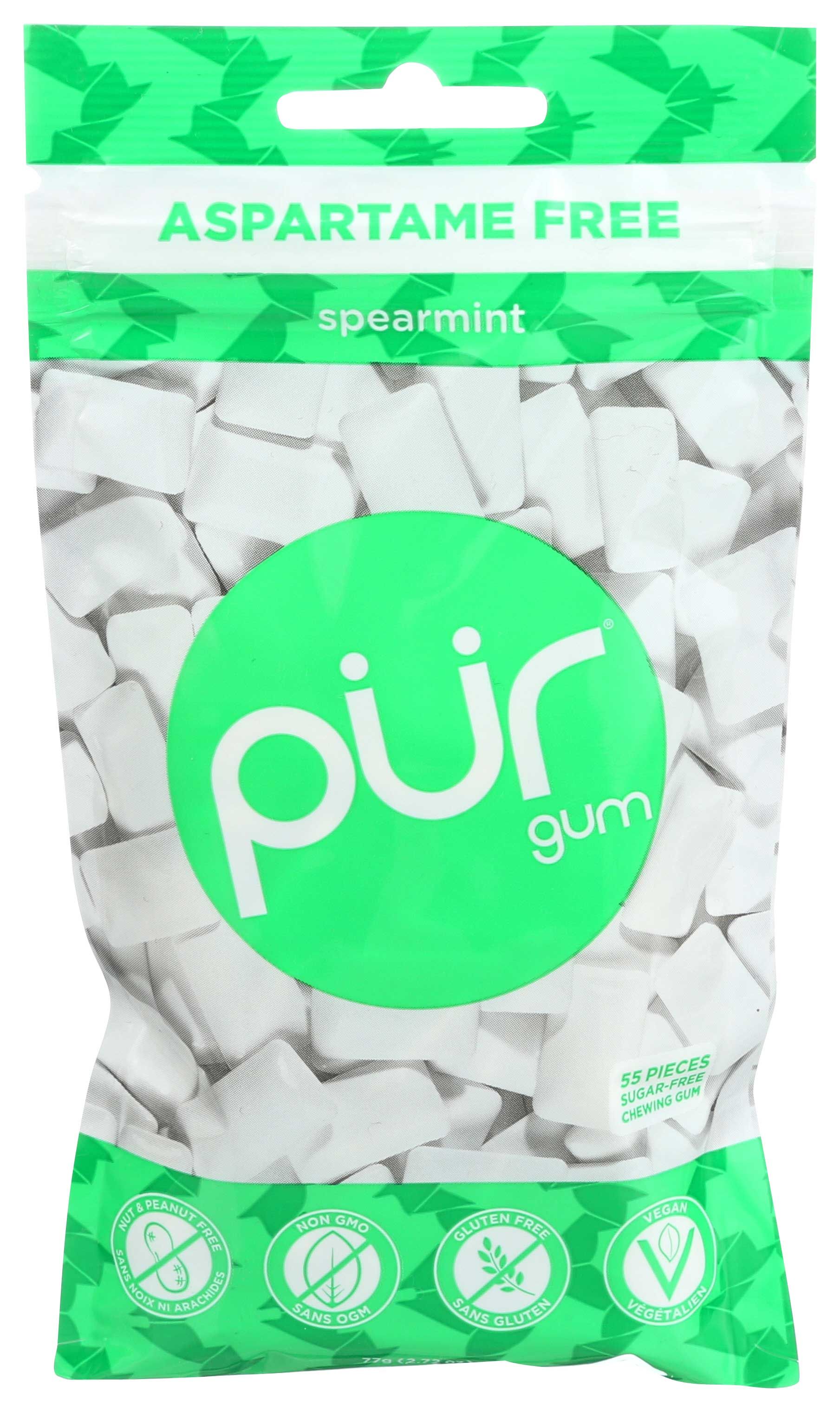 Pur Spearmint Chewing Gum, 55 Count -- 12 Per Case