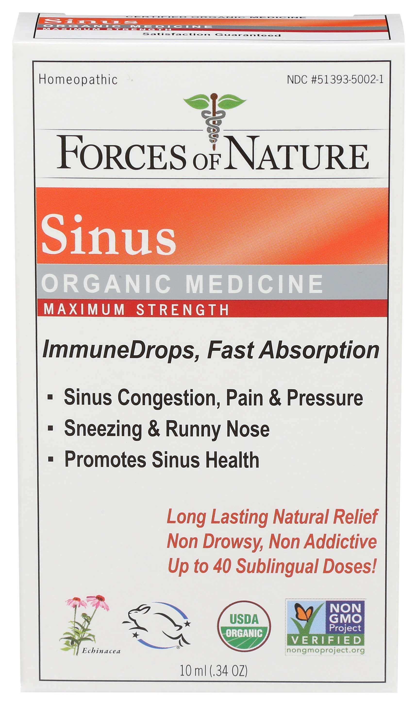 Force Of Nature Organic Maximum Strength Sinus Relief Immune Drop, 10 Ml