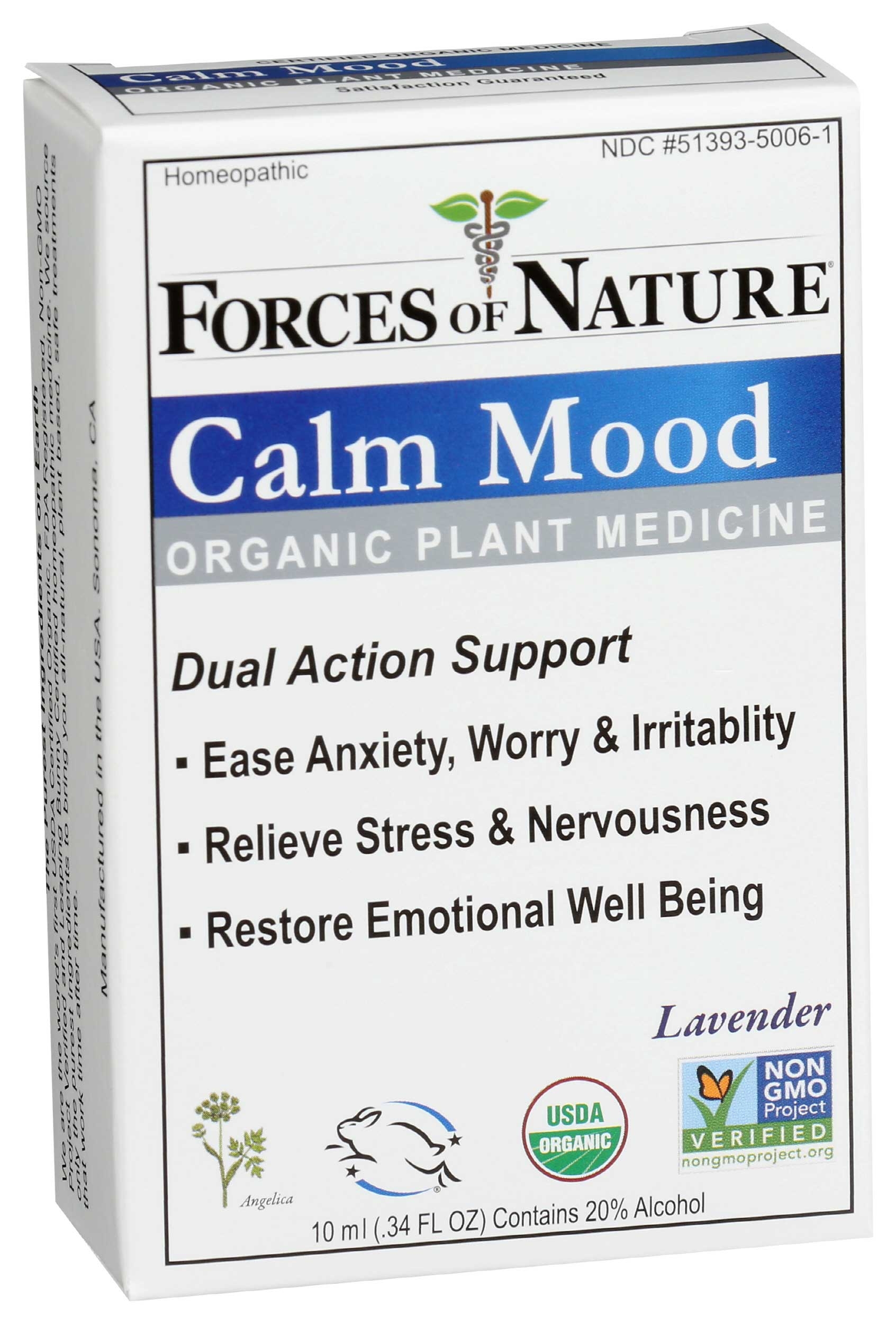 Forces of Nature Calm Mood Organic Plant Medicine, 10 Milliliter