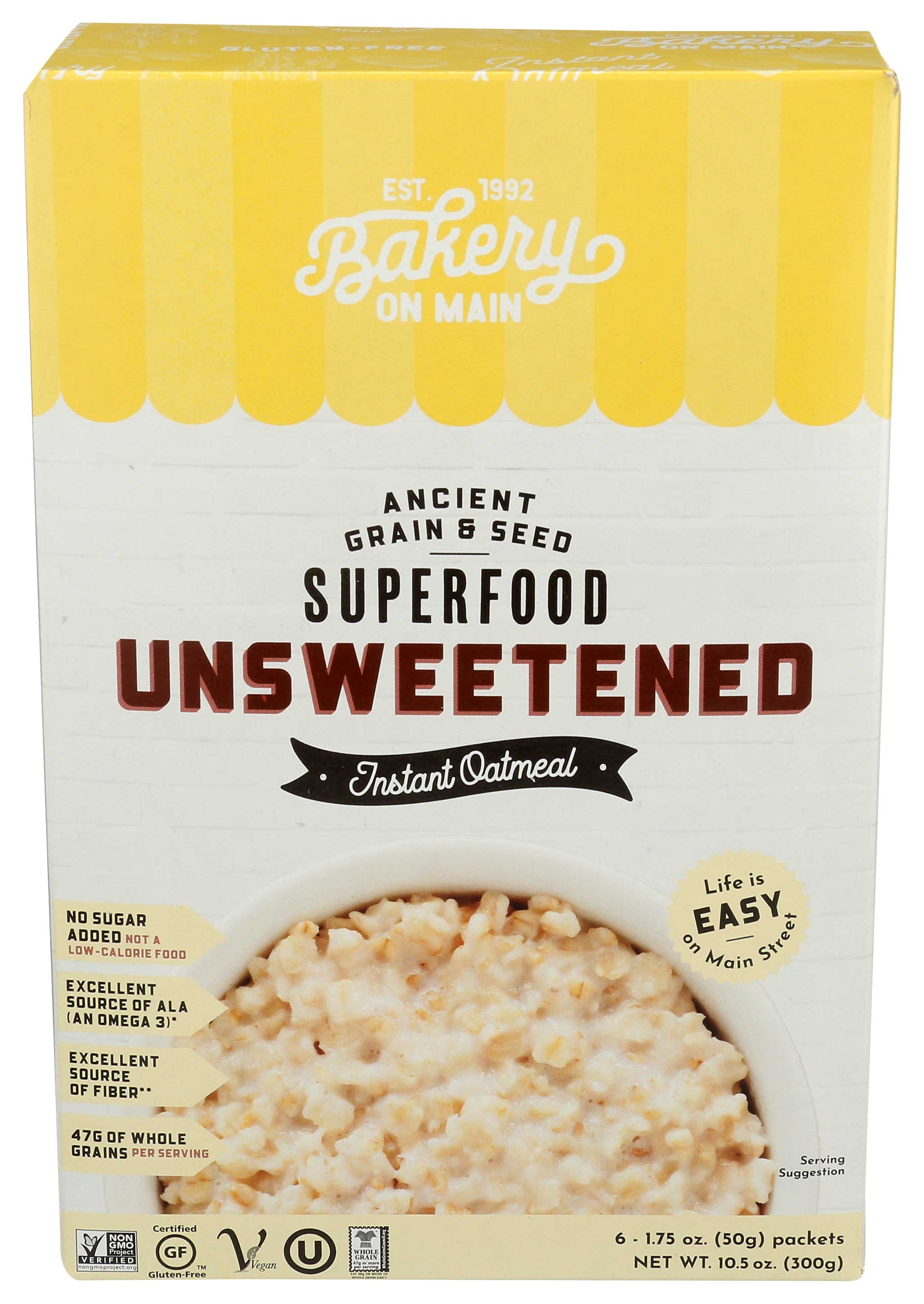 Bakery On Main Traditional Unsweetened Instant Oatmeal, 10.5 Ounce -- 6 per case
