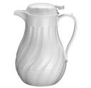 Winco White Swirl Pattern Push Button Insulated Beverage Server, 20 Ounce