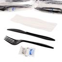 AmerCareRoyal Black Knife Fork Napkin Meal Kit, 500 count