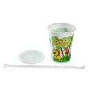 AmerCareRoyal Polypropylene Jungle Friends Themed Kids Cups with Lid and Straw, 12 Ounce Capacity -- 250 per case.