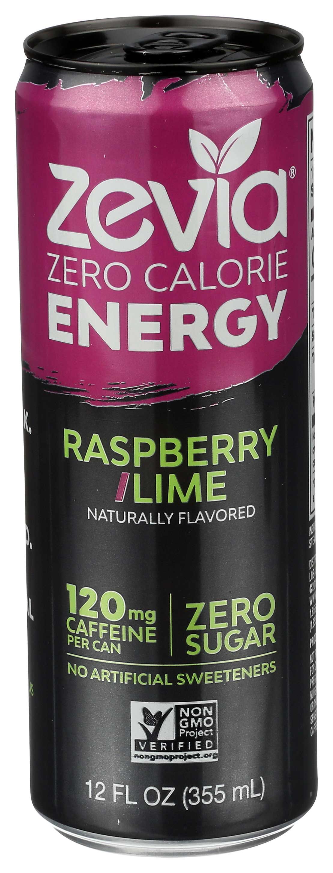 Zevia Zero Calorie Raspberry Lime Energy Drink, 12 Fluid Ounce -- 12 Per Case