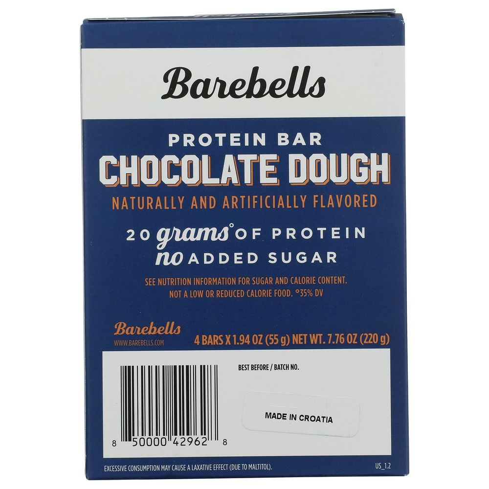 Barebells 1.94 Ounce Chocolate Dough Protein Bar, 4 count -- 6 per case
