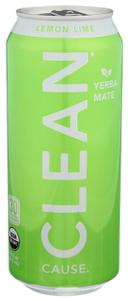 Clean Cause Organic Lemon Lime Sparkling Yerba Mate, 16 Fluid Ounce -- 12 per case