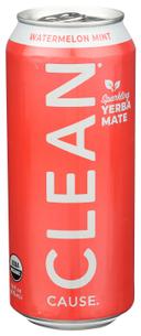 Clean Cause Organic Zero Calorie Watermelon Mint Sparkling Yerba Mate, 16 Ounce -- 12 per case