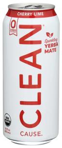 Clean Cause Organic Zero Calorie Cherry Lime Sparkling Yerba Mate, 16 Fluid Ounce -- 12 per case
