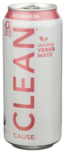 Clean Cause Zero Calorie Organic Watermelon Sparkling Yerba Mate, 16 Fluid Ounce -- 12 per case