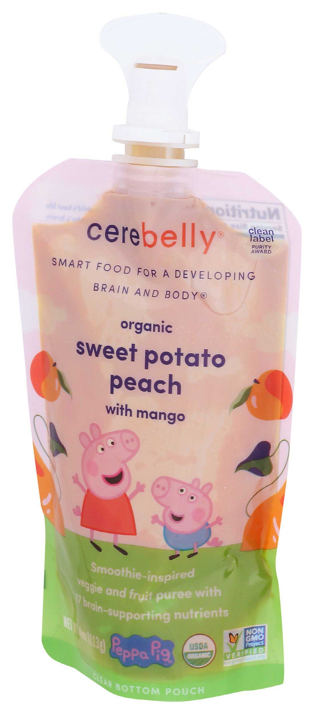 Cerebelly Organic Sweet Potato Peach Smoothie, 4 Ounce -- 6 per case