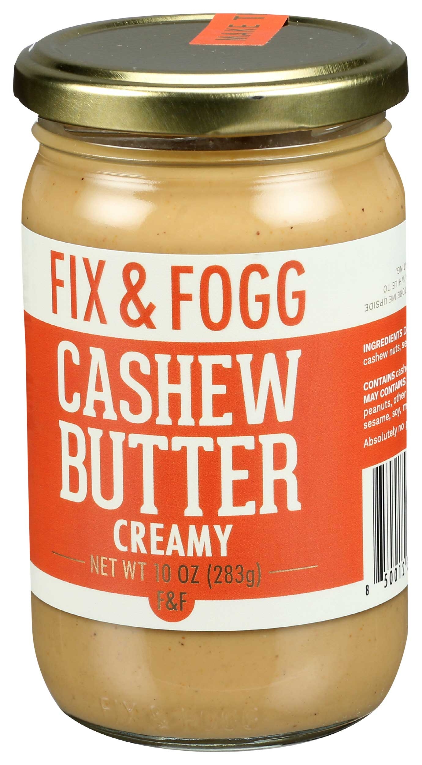 Fix and Fogg Creamy Cashew Butter, 10 Ounce -- 6 per case