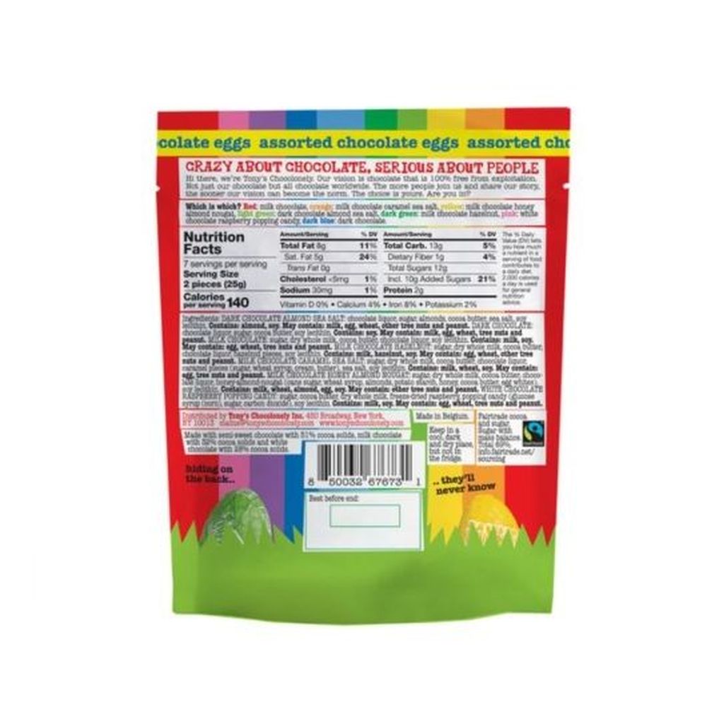 Tonys Chocolonely Easter Egg Mix Chocolate Eggs, 4.44 Ounce Pouch -- 8 per case