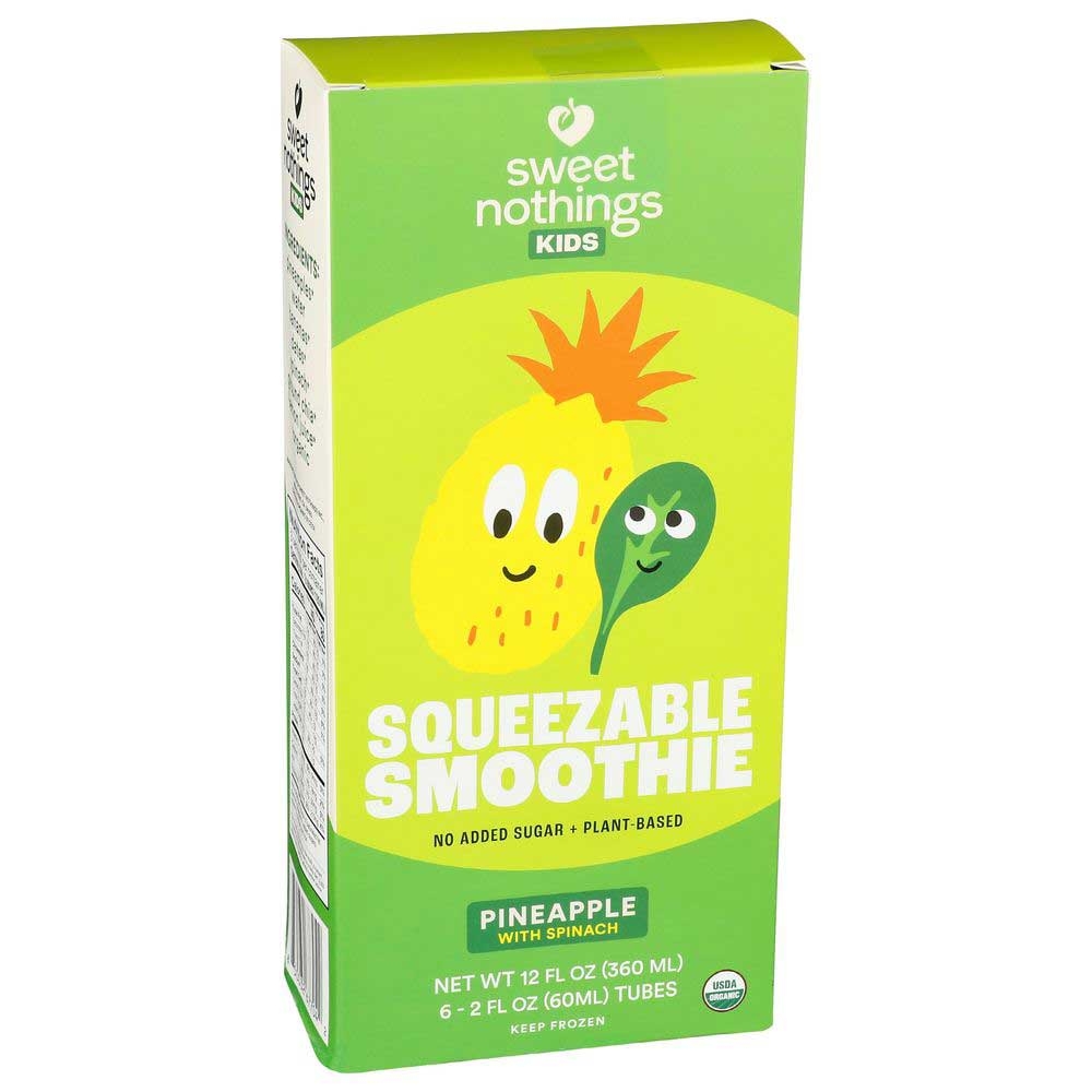Sweet Nothings Organic Kids Pineapple with Spinach Squeezable Smoothie Snack, 2 Fluid Ounce -- 24 per case