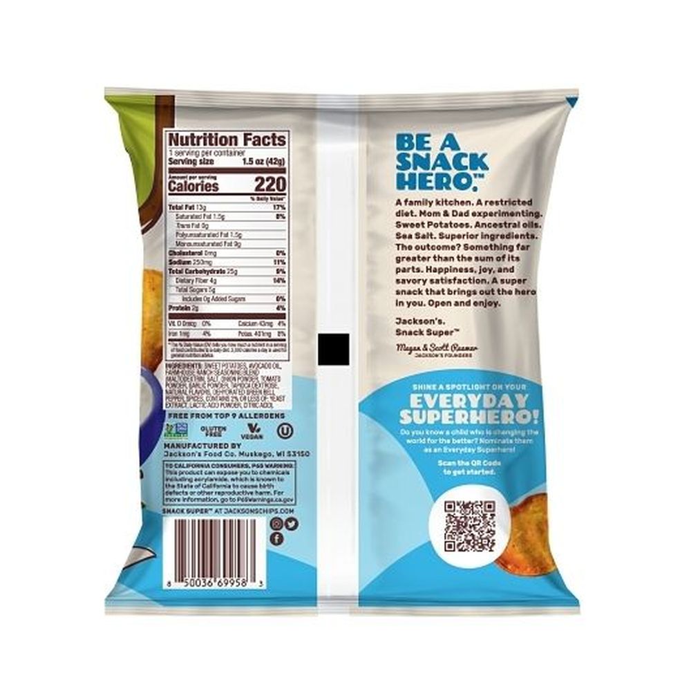 Jacksons Farmhouse Ranch Sweet Potato Chips in Avocado Oil, 1.5 Ounce -- 28 per case