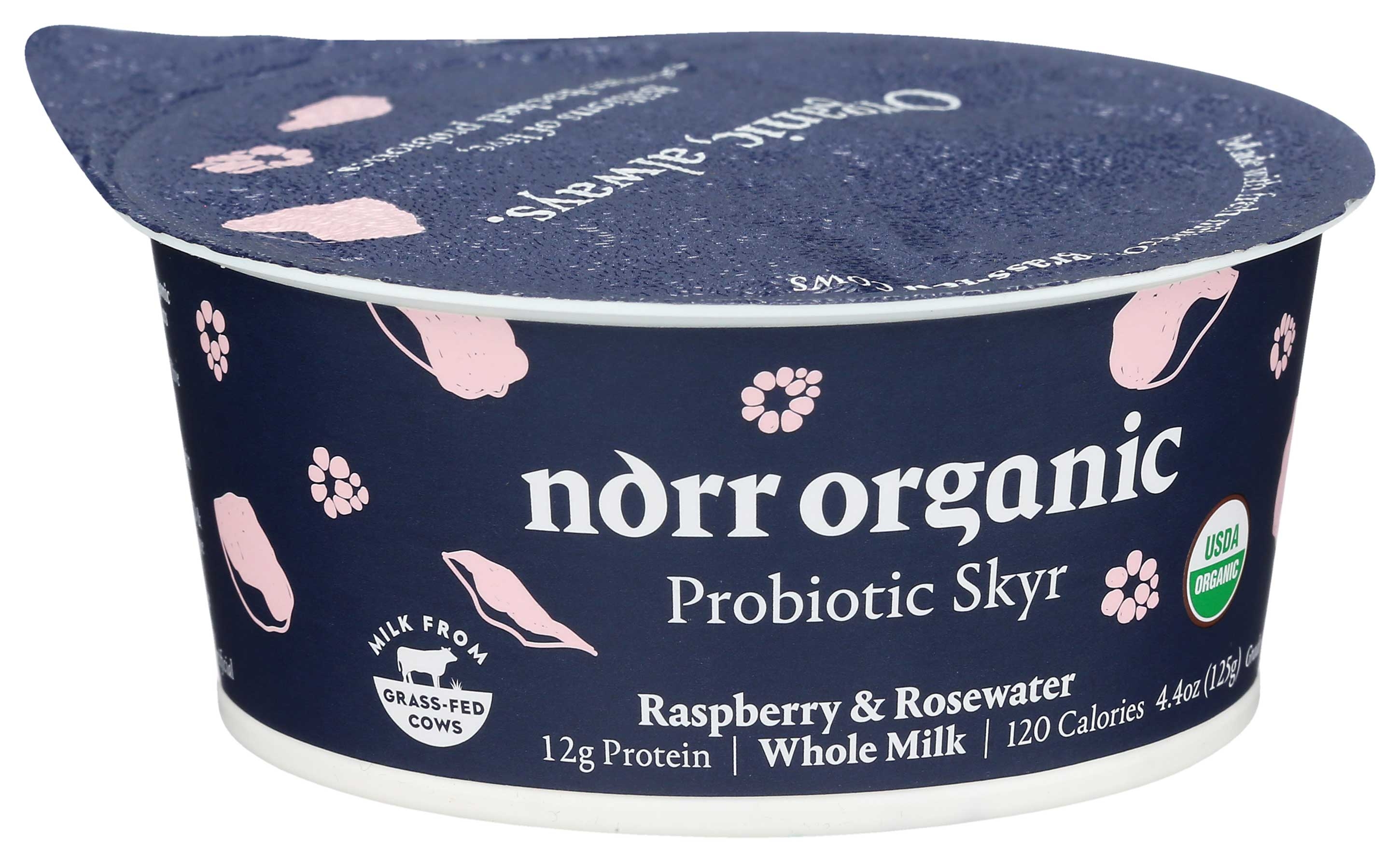Norr Organic Whole Milk Raspberry and Rosewater Skyr Yogurt, 4.4 Ounce -- 12 per case