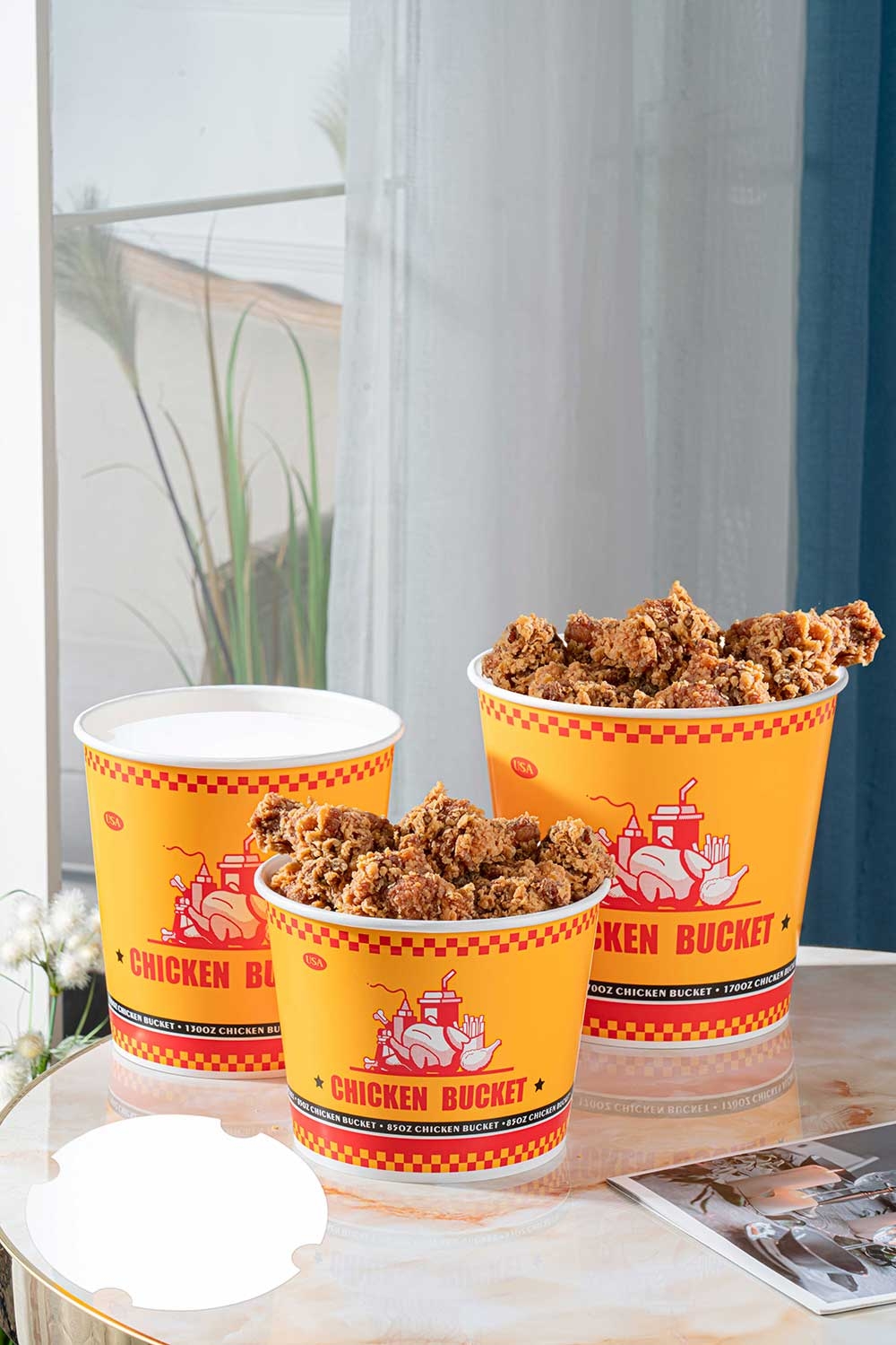 Kraftworth 85 Ounce Chicken Bucket and Lid Combo, 50 Count -- 250 per case