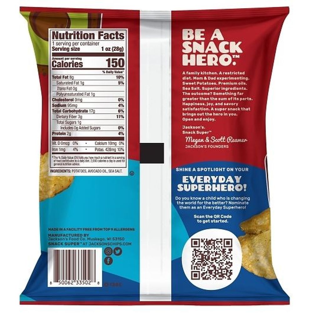 Jacksons Classic Sea Salt Potato Kettle Chips in Avocado Oil, 1 Ounce -- 50 per case