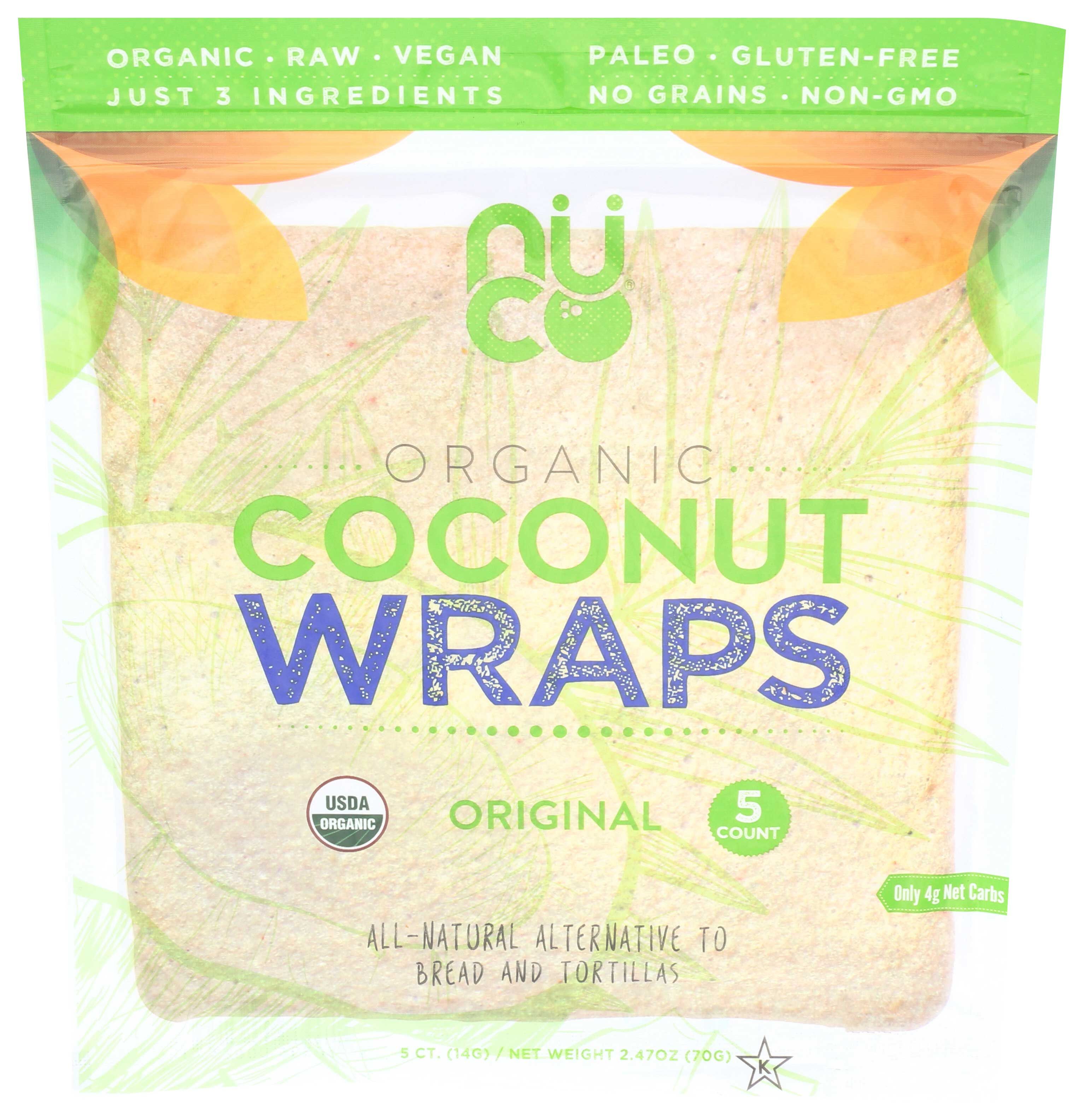 Nuco Original Coconut Wraps, 2.47 Ounce -- 12 Per Case