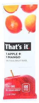 Thats It Apple Plus Mango Fruit Bar, 1.2 Ounce -- 12 per case.