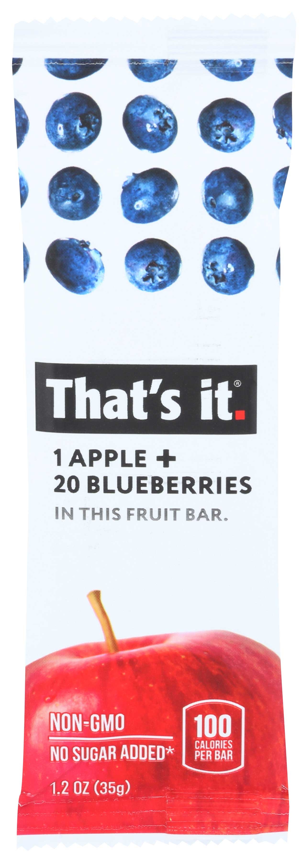 Thats It Apple Plus Blueberries Fruit Bar, 1.2 Ounce -- 12 per case.