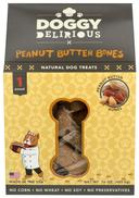 Doggie Delirious Peanut Butter Bones Dog Treats, 16 Ounce -- 6 per case