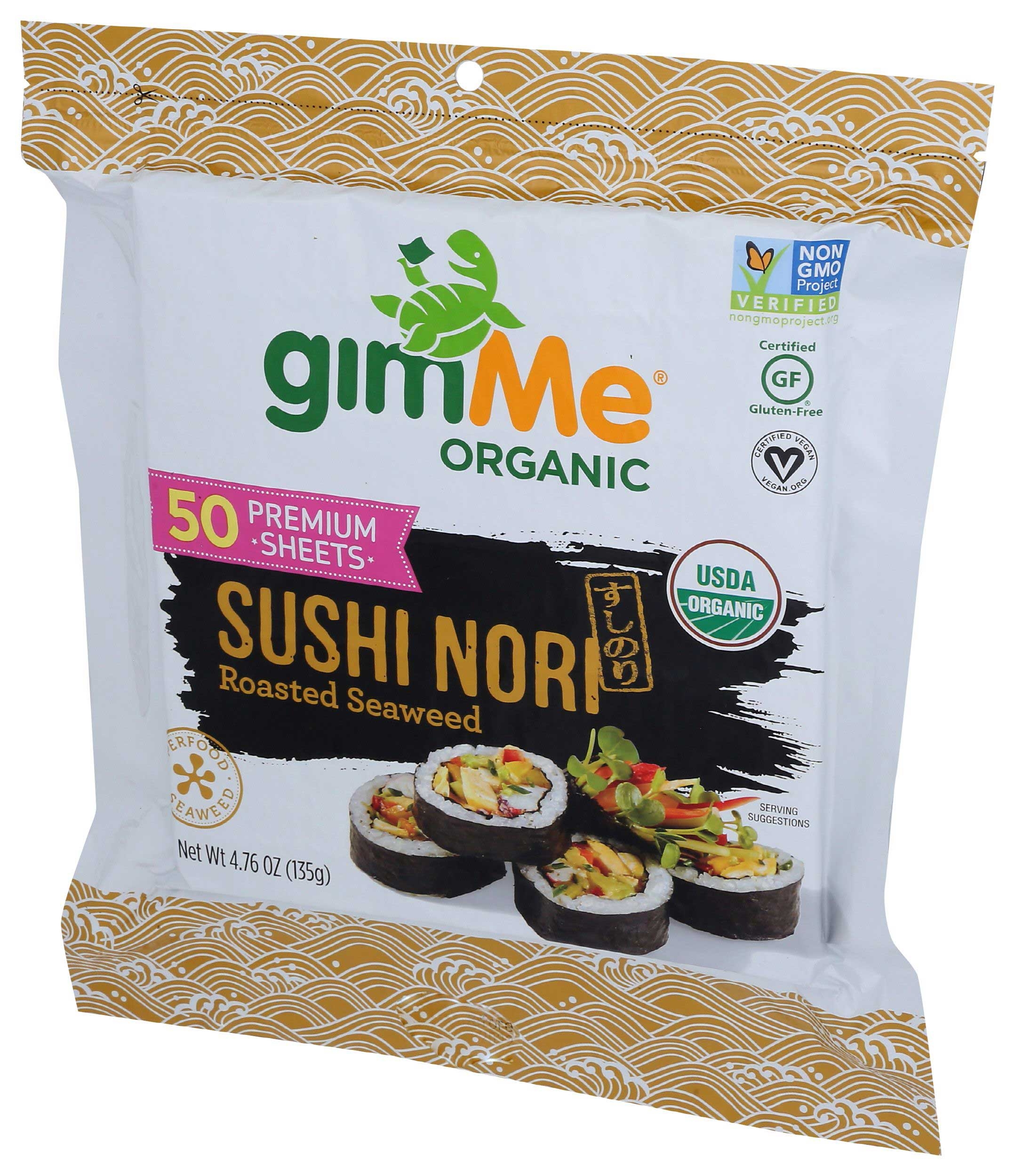 Gimme Organic Sushi Nori Roasted Seaweed Sheets, 4.76 Ounce -- 4 per case