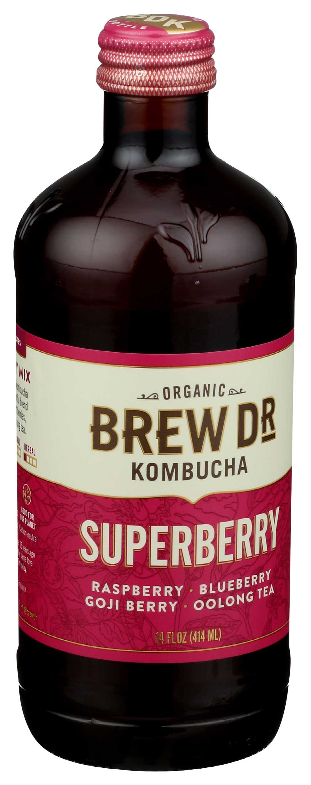 Brew Dr Organic Superberry Kombucha, 14 Fluid Ounce -- 12 per case.