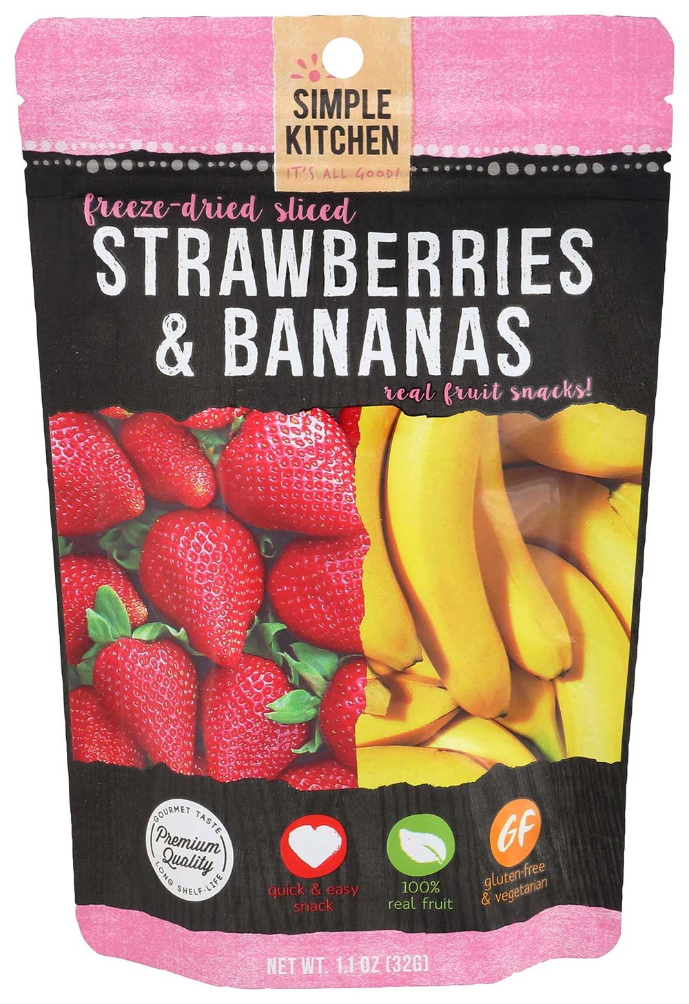 Simple Kitchen Freeze Dried Sliced Strawberries and Bananas, 1.1 Ounce -- 6 per case