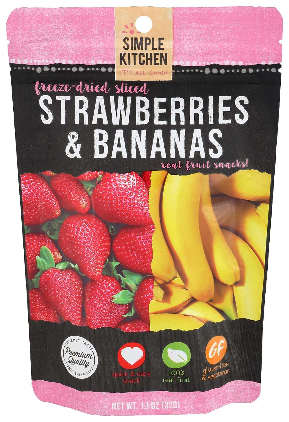 Simple Kitchen Freeze Dried Sliced Strawberries And Bananas, 1.1 Ounce -- 6 Per Case