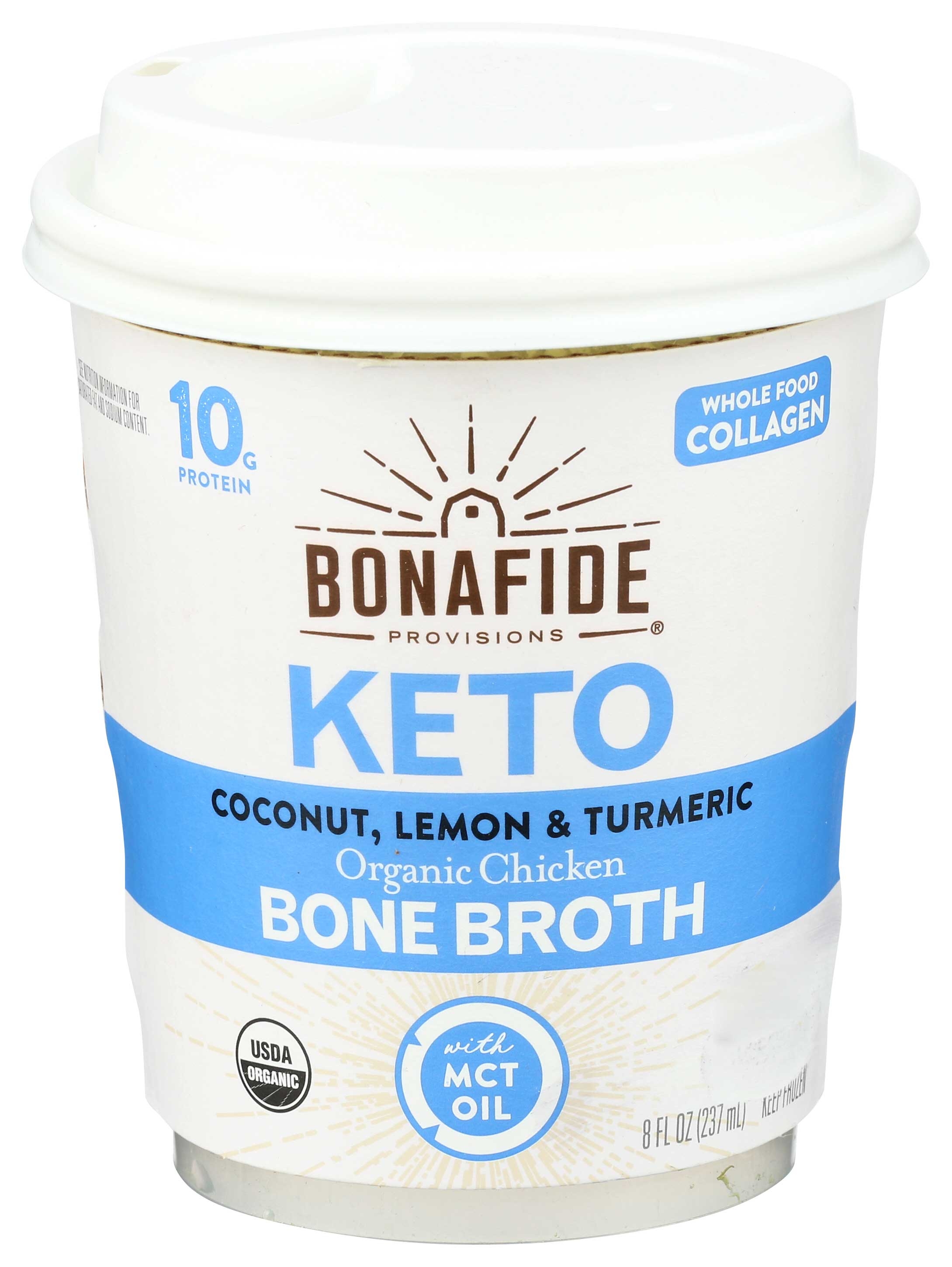Bonafide Provisions Organic Keto Chicken Bone Broth with Lemon Turmeric and Coconut Oil, 8 Fluid Ounce -- 6 per case