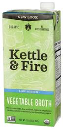 Kettle and Fire Organic Low Sodium Vegetable Broth, 32 Ounce --8 per case