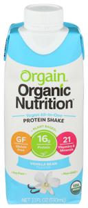 Orgain Organic Protein Vanilla Bean Protein Shake, 11 Fluid Ounce -- 12 per case